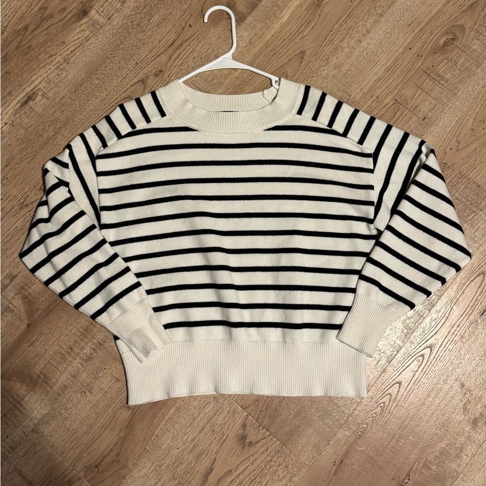 Truth by Republic Striped Knit Sweater Black White Small - Picture 6 of 7